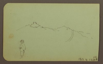 Disegno, paesaggio montano; verso: catena montuosa, figura, 1883 da Frederic Edwin Church