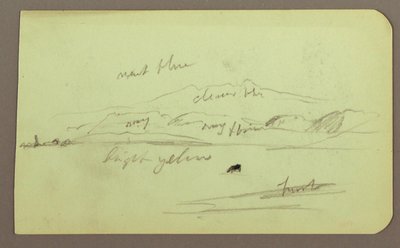 Disegno, Paesaggio montano; verso: Figura seduta, montagna, 1883 da Frederic Edwin Church
