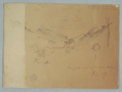 Disegno, Paesaggio montano vicino a Jorje, Ecuador, 23 luglio 1857 da Frederic Edwin Church