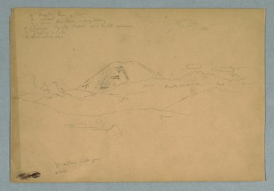 Disegno, picco montuoso, forse il Chimborazo, che si erge su tre catene montuose successive, Ecuador, 1857 da Frederic Edwin Church