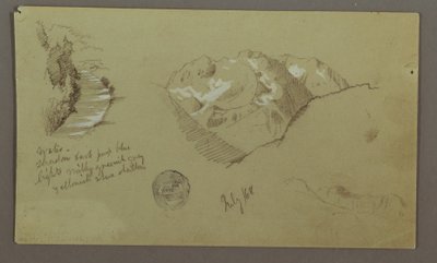 Disegno, Cime di montagna, fiume, luglio 1868 da Frederic Edwin Church