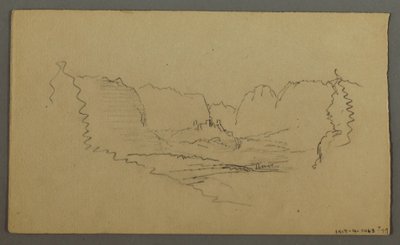 Disegno, Cime di montagna, Santuario lungo la strada, agosto 1868 da Frederic Edwin Church