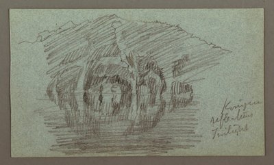 Disegno, la montagna e il suo riflesso sul lago, forse 1868 da Frederic Edwin Church