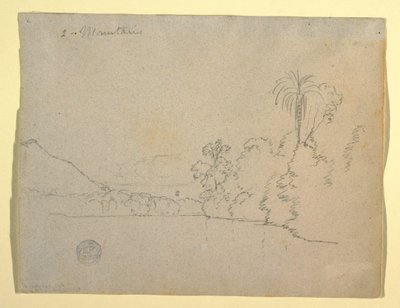 Disegno, sponda montuosa di una baia, Sud America, 1853 da Frederic Edwin Church