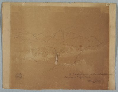 Disegno, Paesaggio montuoso con cascata, vicino a Tuquerres, Colombia, agosto 1853 da Frederic Edwin Church