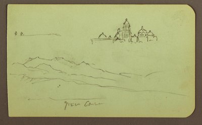 Disegno, Montagne, Chiesa; verso: Figure, Chiesa, 1883 da Frederic Edwin Church