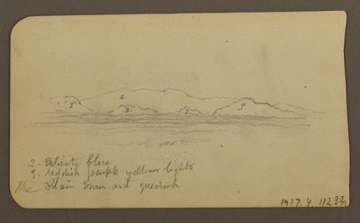 Disegno, Montagne; verso: Foothills amp; Catena montuosa, 21 dicembre 1885 da Frederic Edwin Church