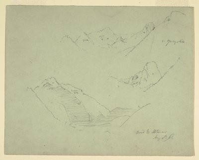 Disegno, Montagne vicino ad Abtenau, Salzkammergut, 5 agosto 1868 da Frederic Edwin Church