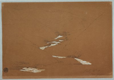 Disegno, stretta valle montuosa con ruscello a cascata vicino a Ysapan, Ecuador, 12 luglio 1857 da Frederic Edwin Church