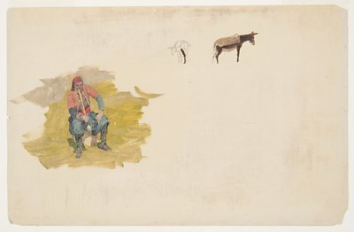 Disegno, Vicino Oriente, uomo; asino, 1868-69 da Frederic Edwin Church