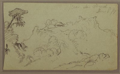 Disegno, vicino a San Miguel, Ecuador; verso: schizzo di montagna incompiuto, 2 giugno 1857. da Frederic Edwin Church