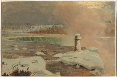 Disegno, fiume Niagara e cascate sotto la neve, marzo 1856 da Frederic Edwin Church