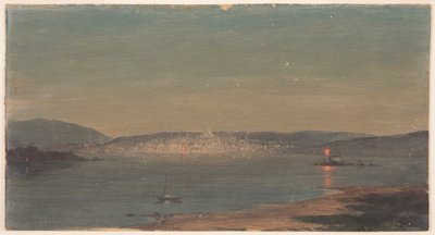 Disegno, Veduta notturna di un porto marittimo, probabilmente 1868-69 da Frederic Edwin Church