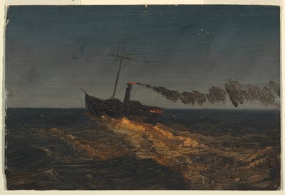 Disegno, piroscafo a pale al tramonto, 1853 ca. da Frederic Edwin Church