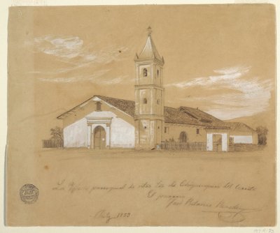 Disegno, Chiesa Parrocchiale di Nostra Signora di Chiquinquira del Cerrito, Chiquinquira, Colombia, luglio 1853 da Frederic Edwin Church