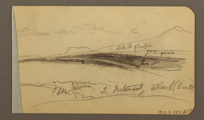Disegno, pianura, collina, città; verso: catena montuosa, 1889 da Frederic Edwin Church