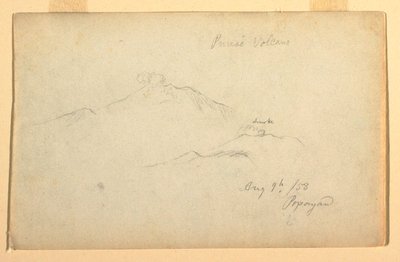 Disegno, Vulcano Purese visto da Popayan, Colombia, 9 agosto 1853 da Frederic Edwin Church