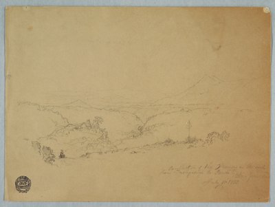 Disegno, Ricordo del paesaggio sulla strada da Fusugasuga a Pandi, Nuova Granda, Colombia, 11 luglio 1853 da Frederic Edwin Church