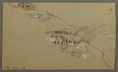 Disegno, parte destra di uno schizzo della valle di El Yemen, Arabia: Vista da lontano, 20 febbraio 1868 da Frederic Edwin Church