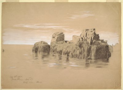 Disegno, Rocce sulla costa, Isola di Grand Manan, Canada, 2 settembre 1851 da Frederic Edwin Church