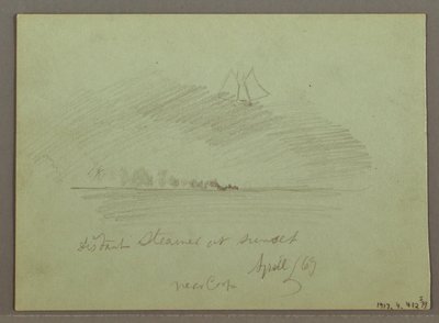 Disegno, Rocce di fronte alla costa, Scogliere rocciose presso la costa, aprile 1869 da Frederic Edwin Church