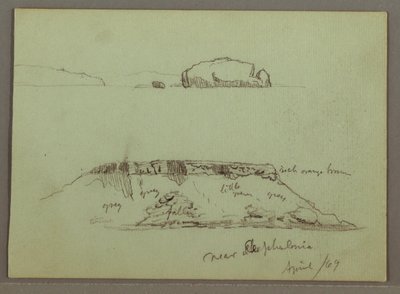 Disegno, Rocce di fronte alla costa, Scogliere rocciose presso la costa, aprile 1869 da Frederic Edwin Church