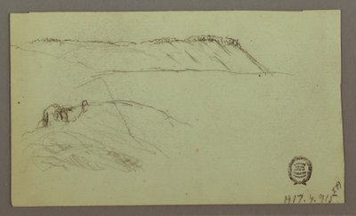Disegno, Rovine circondate da mura, tende, due studi di figure, 28 aprile 1868 da Frederic Edwin Church