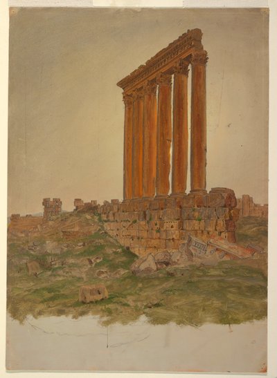 Disegno, Rovine del Tempio di Zeus, Baalbek, maggio 1868 da Frederic Edwin Church