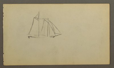 Disegno, barca a vela che cavalca le onde, forse 1860 da Frederic Edwin Church
