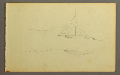 Disegno, barca a vela vista da babordo, 1845 da Frederic Edwin Church