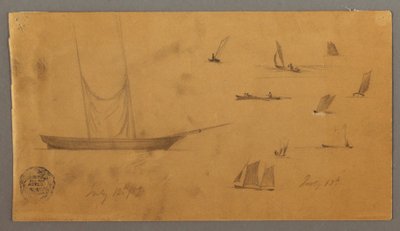 Disegno, studi sulla barca a vela, 12-13 luglio 1859 da Frederic Edwin Church