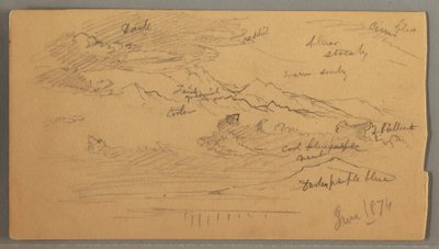 Disegno, Cime aguzze, cielo nuvoloso, giugno 1874 da Frederic Edwin Church
