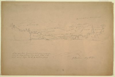 Disegno, riva del lago e pendici del monte Katahdin, 29 agosto 1856 da Frederic Edwin Church