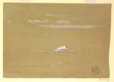 Disegno, Sincholagua, mattina, dal Tempio del Sole, Quito, 24 giugno 1857 da Frederic Edwin Church
