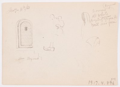 Disegno, schizzi di una struttura a cupola, di una nave e di una casa signorile, gennaio 1868 da Frederic Edwin Church