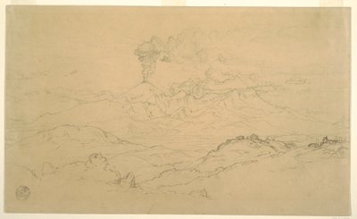 Disegno, Fumo che sale dal vulcano Cotopaxi, Ecuador, 1857 da Frederic Edwin Church