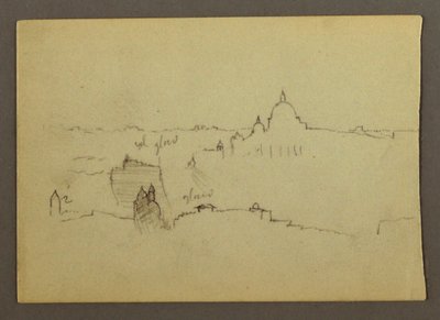 Disegno, La basilica di San Pietro vista da nord con le colline e il profilo di Roma, gennaio 1869 da Frederic Edwin Church