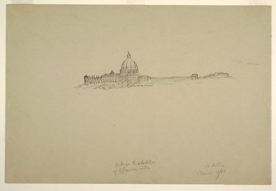 Disegno, San Pietro e il Palazzo Vaticano da nord-est, 18 marzo 1869 da Frederic Edwin Church
