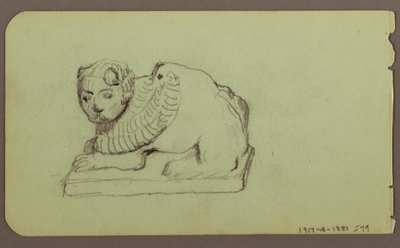 Disegno, Statua di Leone, Skiff; verso: Statua di Leone, dicembre 1883 da Frederic Edwin Church