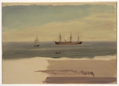 Disegno, Piroscafo e imbarcazione a vela, luglio 1859 da Frederic Edwin Church