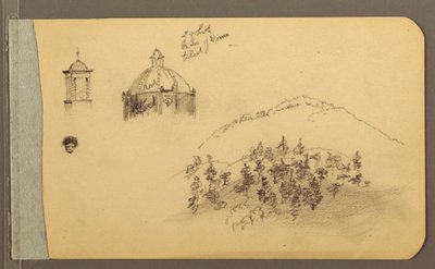 Disegno, Campanile, cupola, testa, colline, 1889 da Frederic Edwin Church