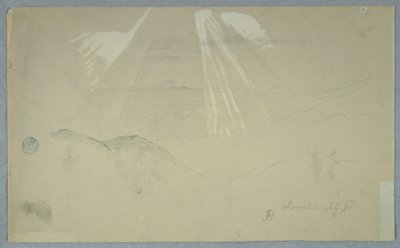 Disegno, raggi di sole che brillano dall