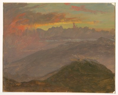 Disegno, Tramonto e montagne, luglio 1865 da Frederic Edwin Church