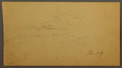 Disegno, Tramonto dietro le colline, febbraio 1867 da Frederic Edwin Church