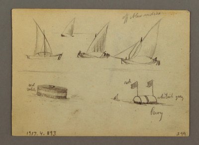 Disegno, Tramonto sul mare, battello a vapore, forse 1868 da Frederic Edwin Church