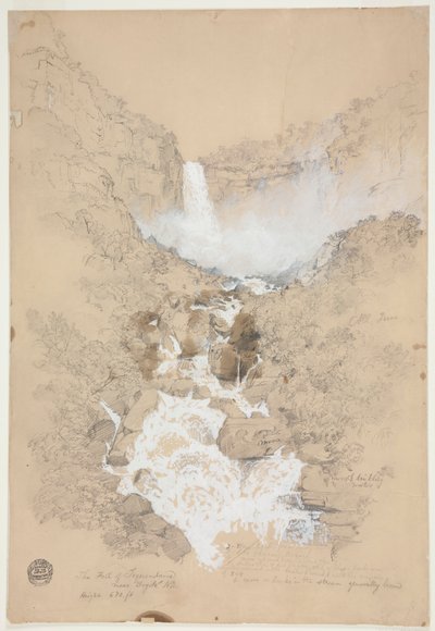 Disegno, cascate di Tequendama vicino a Bogotá, Colombia, luglio 1853 da Frederic Edwin Church