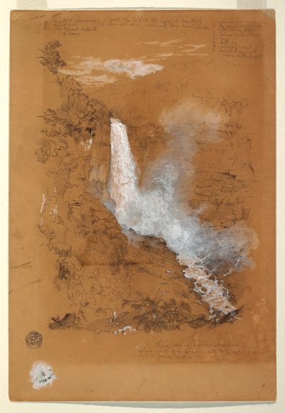 Disegno, cascate di Tequendama vicino a Bogotá, Colombia, luglio 1853 da Frederic Edwin Church