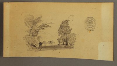 Disegno, Tre mucche su una strada nel bosco, 1845 ca. da Frederic Edwin Church