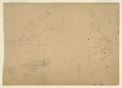 Disegno, Tre schizzi di ripide sponde montuose del Danubio, 1868 da Frederic Edwin Church
