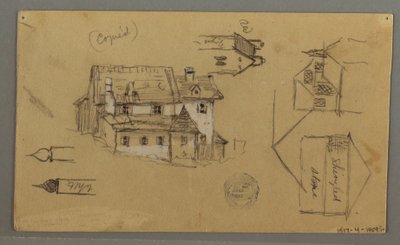 Disegno, Casa di legno, Sky, Austria, 1 agosto 1868 da Frederic Edwin Church